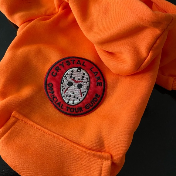nice vs naughty Other - Friday 13th horror movie dog hoodie large M orange 80s pop fun comedy